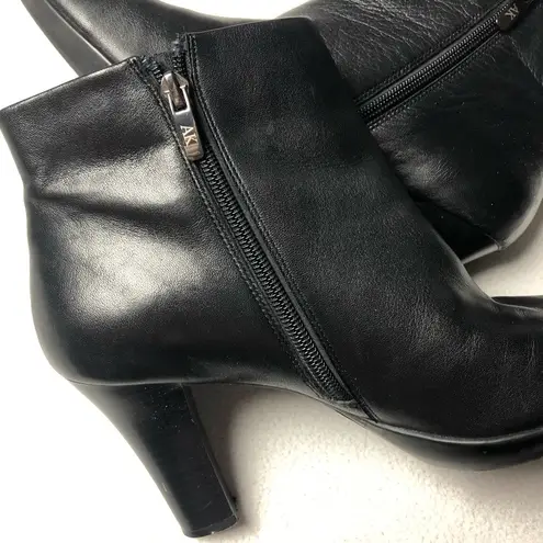 Anne Klein  Black Leather Alas Ankle Booties