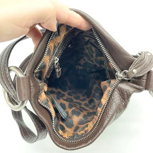 B Makowsky Womens Leather Crossbody Bag Brown Minimalist Old Money Retro Luxe