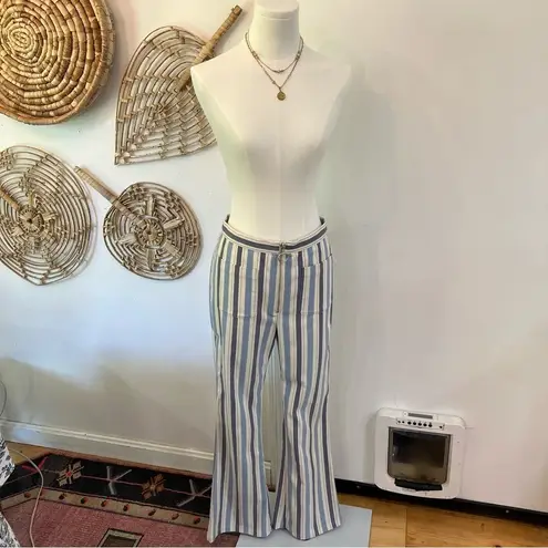 Urban Outfitters  Striped Flare Pants Boho Y2K Retro High Rise Ring Zip Size 6