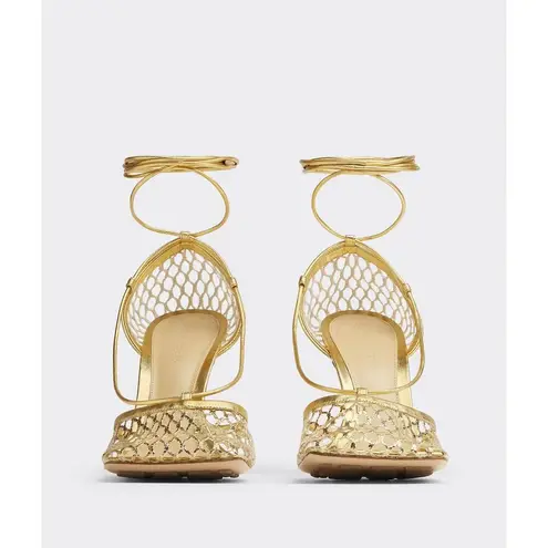 Bottega Veneta Stretch Lace-Up Sandal Metallized mesh and leather sandals