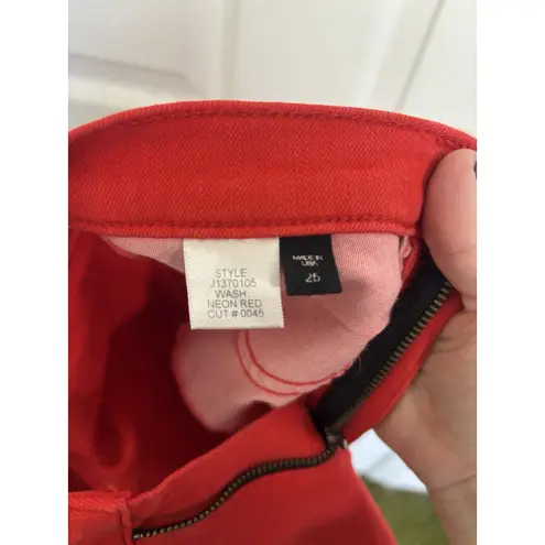 Veronica Beard Jeans Red Brooke 8.5” Crop Denim Pants Size 25 Holiday Party