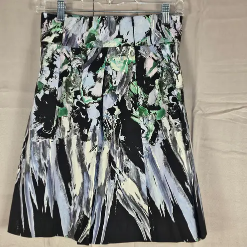 Milly  Womens Kayla Painterly Floral Print‎ Pleated A Line Mini Skirt 2