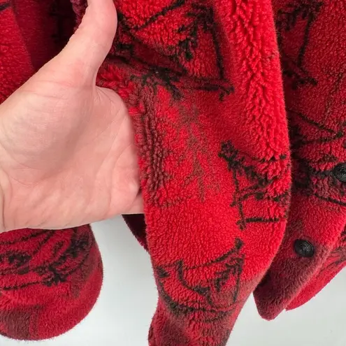 Artisan Sunschein Designs Fleece Jacket Womens XL Acrylic Red Black Cardinal VTG