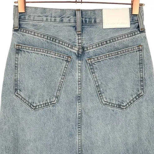 Aritzia Denim Forum The '90s Vintage Maxi Denim Skirt Jean Skirt Size 24 Slit Blue