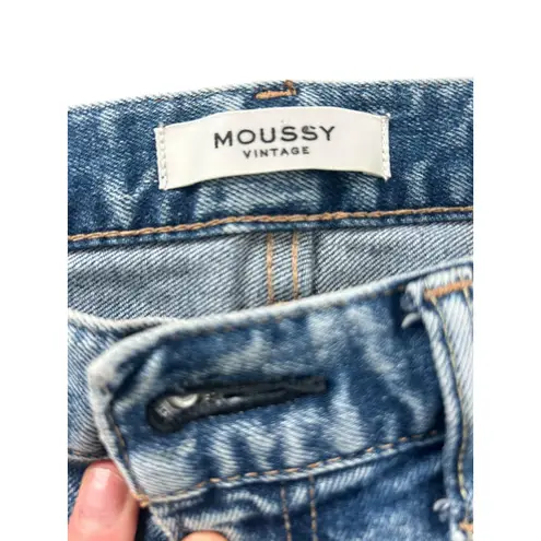 MOUSSY VINTAGE Jeans Women's Light Wash Denim Distressed Raw Hem Size 26 Blue