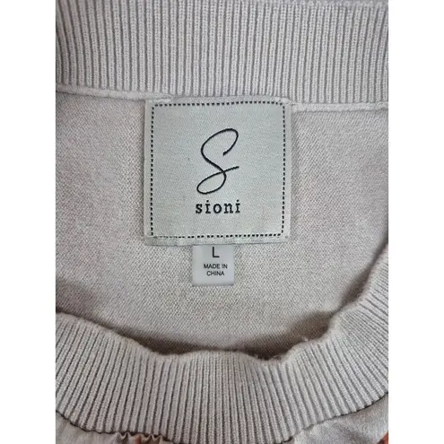 Sioni Womens L Sweater Silky Front Dragonfly Long Sleeve Layered Knit NWOT Tan Size L