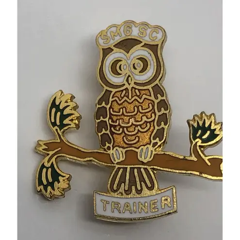 Vtg Girl Scouts SIERRA MADRES COUNCIL Trainer Lapel Pin SMGSC TRAINER Owl Pin