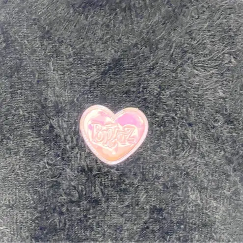 Dolls Kill  x Bratz Size XS Black Eyelash Pink Heart Short Sleeve Knit Top