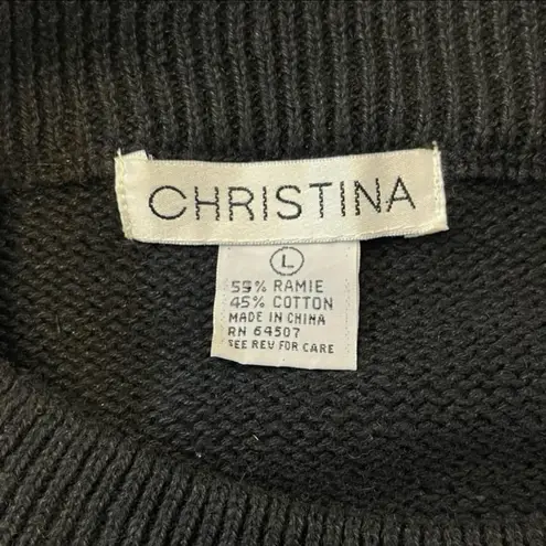 Colorful Sequin Geometric Sweater Wide Neck Colorblock 80s Large Tunic Sparkle Black