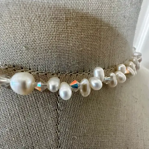 Freshwater Pearl & Crystal Choker with Sterling Silver Clasp