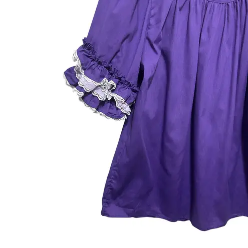 VTG Purple Peasant Blouse 2X Ruffle Lace Trim Sleeve Renaissance Fair Cottage Size XXL