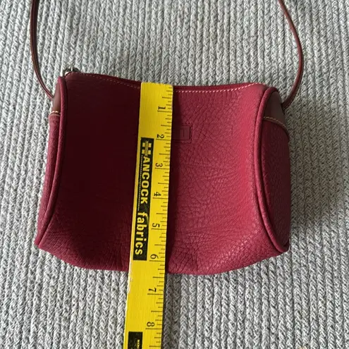 Esprit Vintage Red Pebbled Leather Crossbody Purse Brown Leather Strap