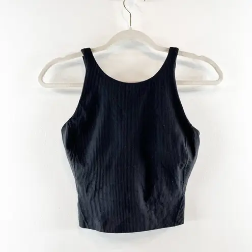 Lululemon  Align Ribbed High-Neck Tank Built In Shelf Bra Removable Cups Black 6