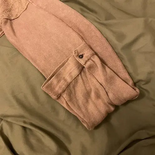 Free People  Free Spirit Henley Top Embroidered Hi Low Button Oversized Tunic s