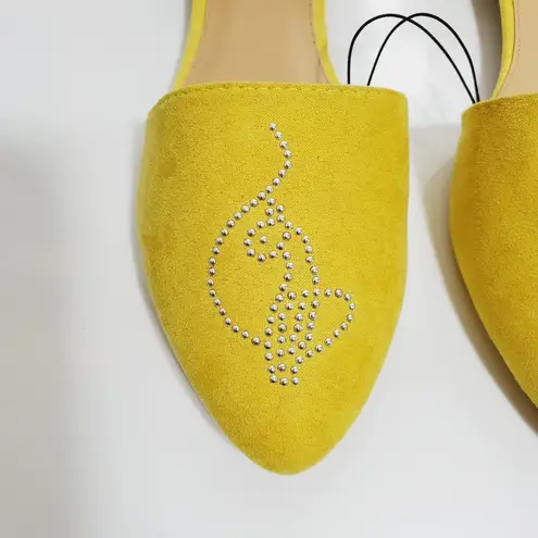 Baby Phat Shoes Mustard Yellow Pointed Flats Silver Stud 7