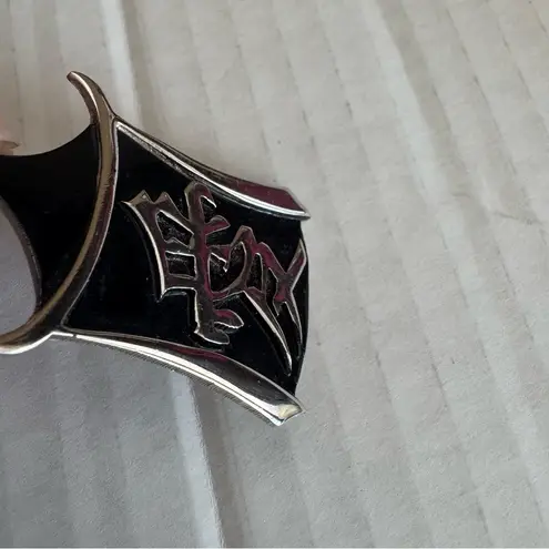 Trifari Ming Series Pagoda Symbol Black Pendant Enameled Signed Vintage LOVE