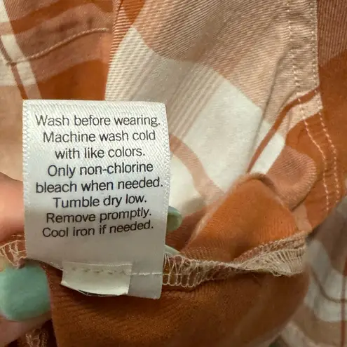SO Orange Pumpkin Color Plaid Flannel Size L Longsleeve Button Up Shirt