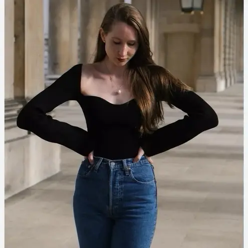 Eleven Six Elle Bodycon Ribbed Sweater Black