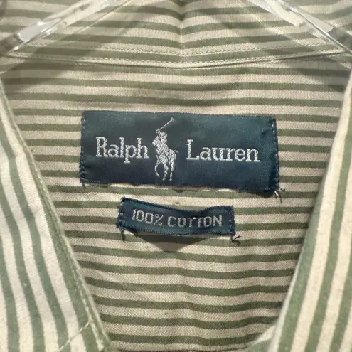 Ralph Lauren  Vintage Shirt‎ Striped Button Down Green Menswear 100% Cotton
