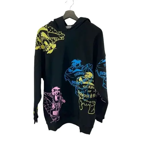 JEREMY SCOTT The King of Bedrock & Roll Graphic Hoodie Sweater Black Size undefined