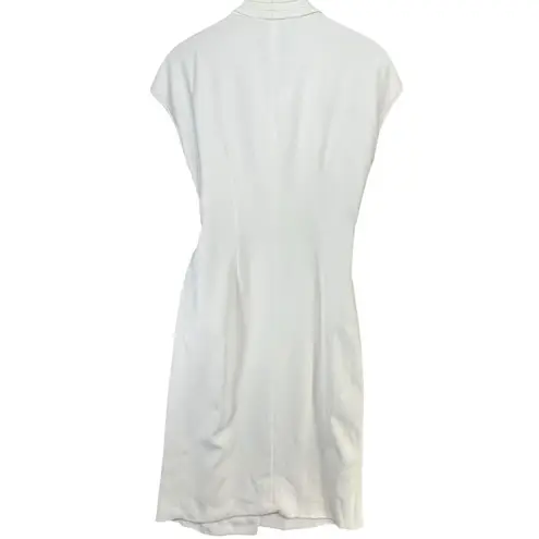 Giorgio Armani Cady Wrap Midi Dress 46 US 10 White Cap Sleeve Timeless Luxury