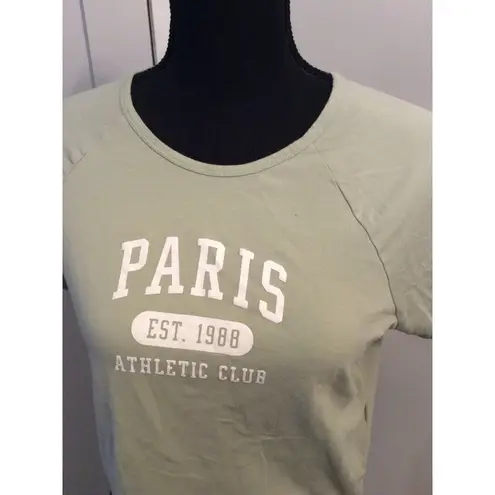 Hollister Sage Green  Paris Crop Top Tee women's Athletic Club Large L