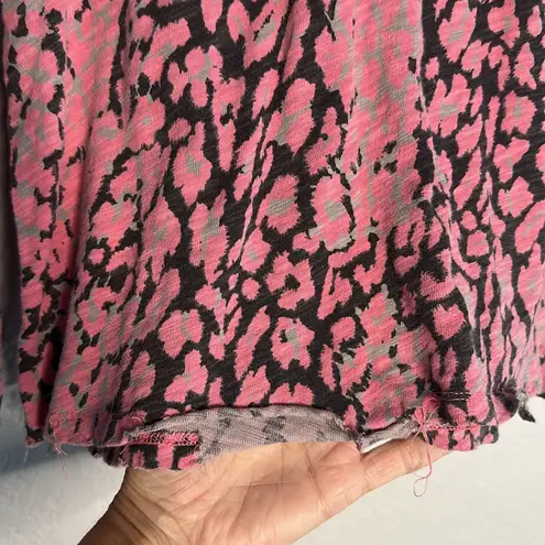 ATM Pink Leopard Slub Destroyed Tee Long Sleeve T
