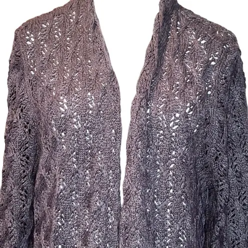 Leo & Nicole  Womens Size XXL Gray  Open Front Cable Knit Cardigan Sweater NWT