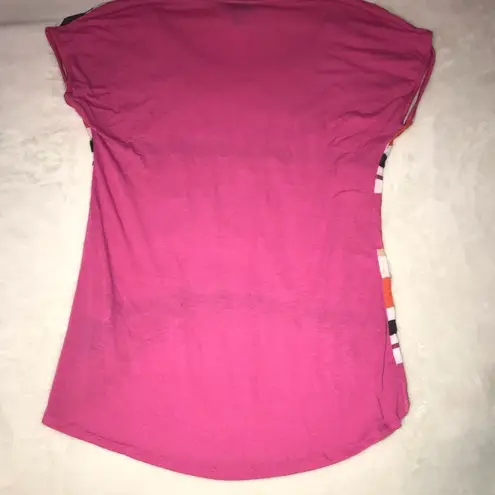 Self Esteem Pink high low sequin short sleeve top