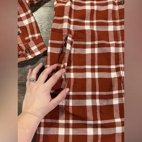 Duluth Trading Co. Orange Duster Flannel White Size M