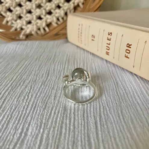 Gray Pearl & Silver Abstract Swirl Ring “Nahanni” Statement Mermaidcore Classic Jewelry