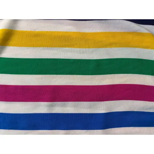 MSK Dress Womens Medium Rainbow Stripe Maxi Colorful Artsy Maximalist Tropical White