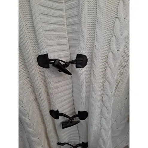 Jessica London Women Beige Shawl Collar Toggle-Front Fringe Cardigan Size 14/16