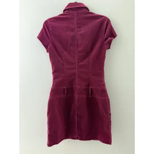 Hot Kiss Y2K Corduroy Dress Size Small Fuschia Retro Festival Drop Waist Zip