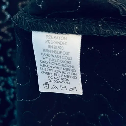 Isaac Mizrahi Live Black Short Sleeve Sequin Shirt M