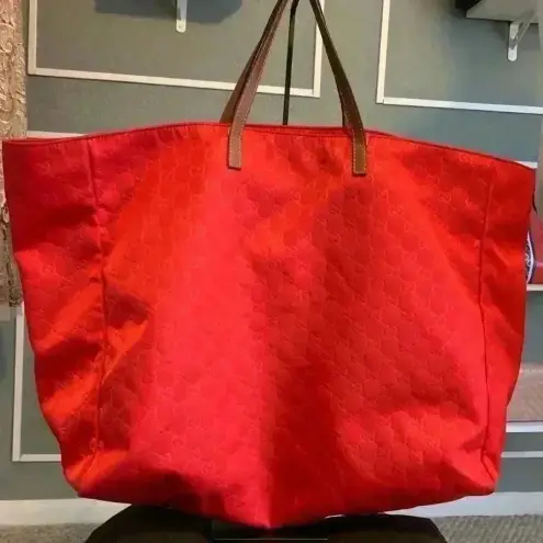Gucci  GG pattern Large tote Duffle Bag Tote Bag Nylon Red