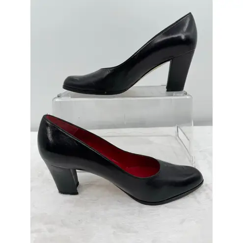 Sesto Meucci OLE Black Leather Pumps Made in Spain Leather Sole Luxury 6.5M