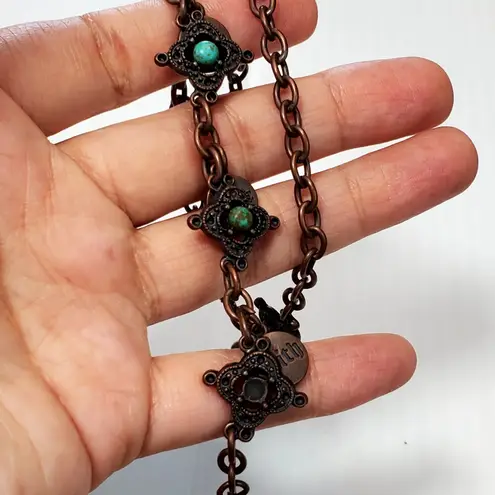 Faux Turquoise Necklace Inspirational Charm Dangle Lobster Closure 15"