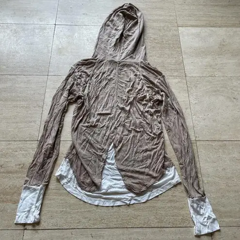 Splits59  Women Sz S Pullover Brown Hoodie Sweatshirt Stretch Knit‎