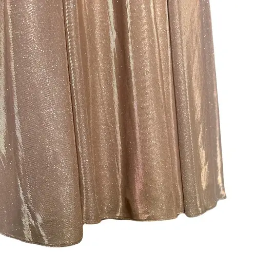 Dancing Queen Rose Gold Sleeveless Sweep Train V-neck Long Gown Size Small