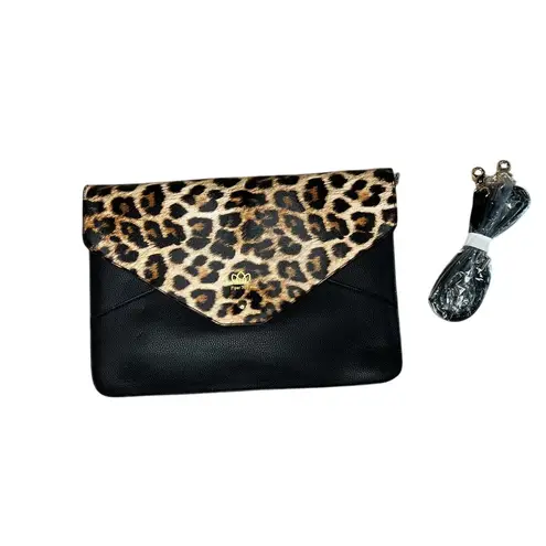 Piper Noble Leopard LARGE Organizer Laptop Crossbody Wallet Handbag Clutch Black
