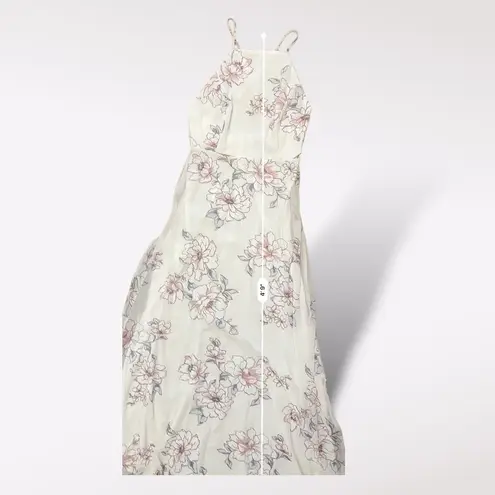 Lulus Blooms For You Pale Blush Floral Print Maxi Dress Size S Boho Spring White