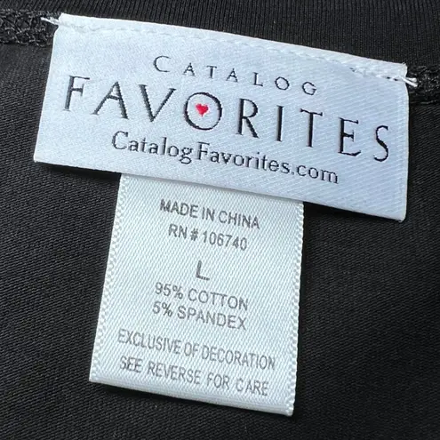 Catalog Favorites Rhinestone Cat Shirt Womens Large Long Sleeve Pets Cute Kitten Black