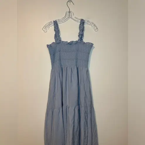 GESTUZ Lazziagz Long Smocked Tiered Fairy Feminine Ruffle Midi Dress Sz 40 Blue