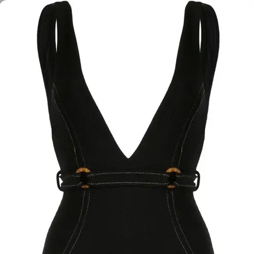 NEW NWT SUBOO KAIA DEEP V ONE PIECE BLACK SWIMSUIT SIZE MEDIUM M