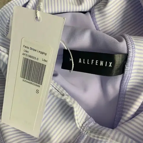 Allfenix Leggings Workout Gym Stretch Stripe Ankle Length Purple Size Small