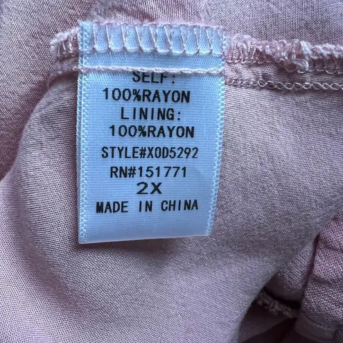 Button Front Midi Dress Womens 2X Smocked Fairy Cottagecore Soft Girl Romantic Pink