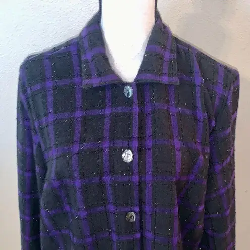 cj banks C.J. Banks Blazer Size X Shimmering Black Checkered with Purple Stripes