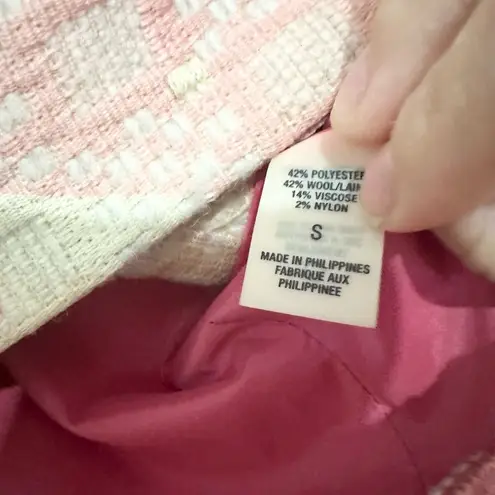 Elie Tahari VTG Retro 60’s Pink Beige Floral Tapestry Wool Crop Sz S Jacket