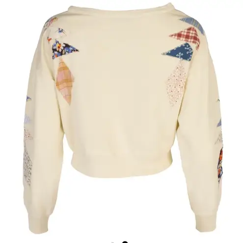 Dannijo NWT Cropped Patchwork Sweater Pastel Cream Butter Boxy Oversized size XS